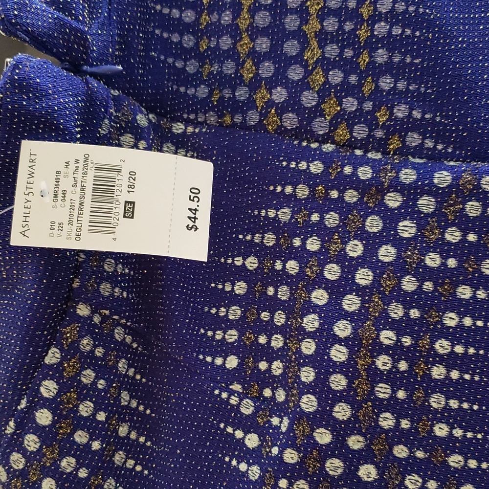 Ashley Stewart Blue and Gold Glitter Sweater and Skirt set. NWT - Picture 5 of 5
